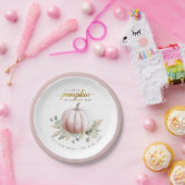 Blush Pumpkin Fall Baby Shower Paper Plates ペーパープレート (パーティー)