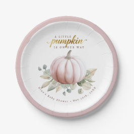 Blush Pumpkin Fall Baby Shower Paper Plates ペーパープレート