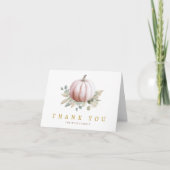 Blush Pumpkin Fall Baby Shower Thank You Card サンキューカード (正面)