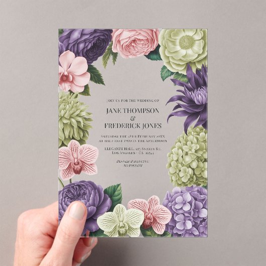 Blush Quartz, Soft Sage & Cloud Mauve Wedding アクリル招待状 (インサイチュ (ポータブル))