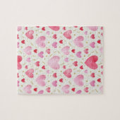 Blush Radiance | Pink & Gold Watercolor Hearts ジグソーパズル (横)