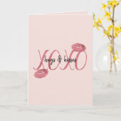 Blush Red Pink XOXO Lips Kisses カード (黄色い花)