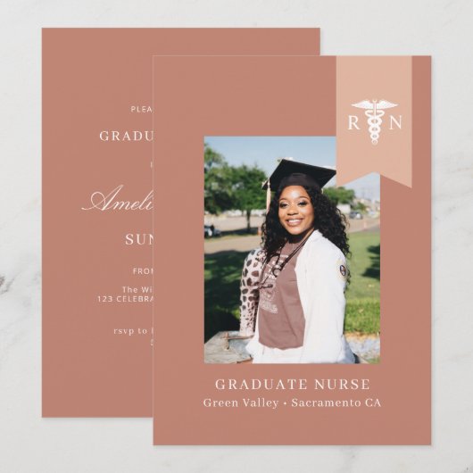 Blush RN 写真 看護師 卒業 招待状 (正面/裏面)