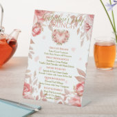 Blush Rococo Floral Heart Galentine Brunch Menu 台座サイン (インサイチュ)