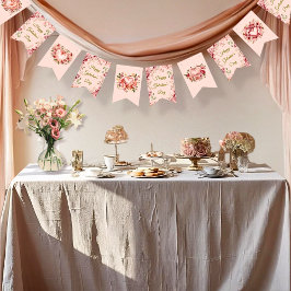 Blush Rococo Garden Galentine Party Floral Flags バンティングフラッグ