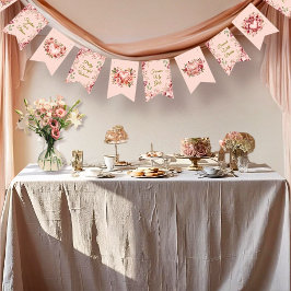 Blush Rococo Garden Galentine Party Floral Flags バンティングフラッグ