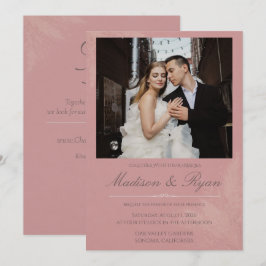 Blush Romance Wedding Invitation with Photo 招待状