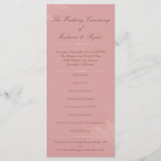 Blush Romance Wedding Program プログラム (正面)