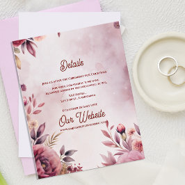 Blush Romantic Pink Floral Wedding Details エンクロージャーカード