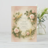 Blush Rose and Gold Champagne Engagement Party 招待状 (スタンド正面)