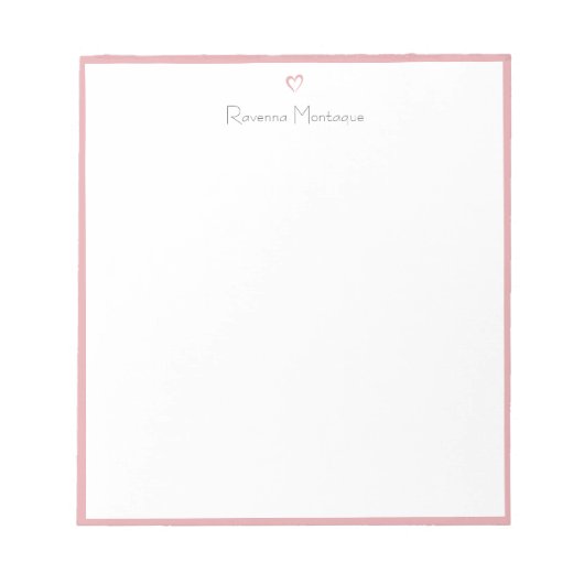 Blush Rose Border and Heart Custom Script Name ノートパッド (正面)
