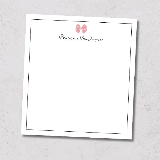 Blush Rose Bow Border Script Custom Name Script ノートパッド