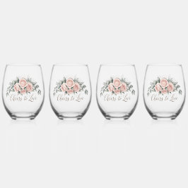 Blush Rose “Cheers to Love” ステムなしワイングラス