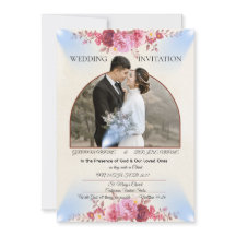 Blush Rose Church Wedding Card