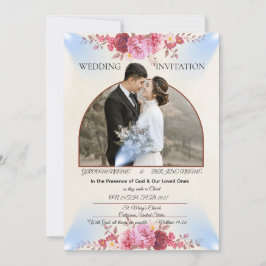 Blush Rose Church Wedding Card 招待状