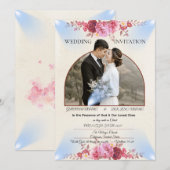 Blush Rose Church Wedding Card 招待状 (正面/裏面)