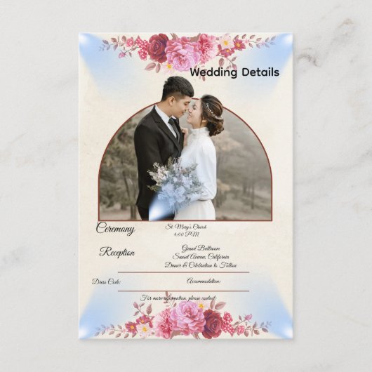 Blush Rose Church Wedding Enclosure Card エンクロージャーカード (正面)