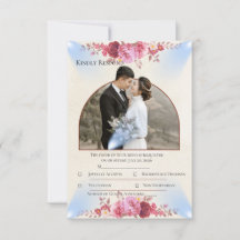 Blush Rose Church Wedding Response Card