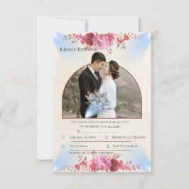 Blush Rose Church Wedding Response Card 出欠カード