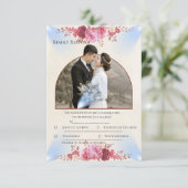 Blush Rose Church Wedding Response Card 出欠カード (スタンド正面)
