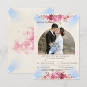 Blush Rose Church Wedding Response Card 出欠カード (正面/裏面)
