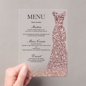 Blush Rose Dress Birthday Party Bridal Shower Menu アクリル招待状 (インサイチュ (ポータブル))