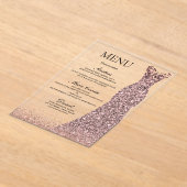 Blush Rose Dress Birthday Party Bridal Shower Menu アクリル招待状 (レイダウン)