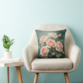 Blush Rose Elegance on Deep Jade クッション (椅子)