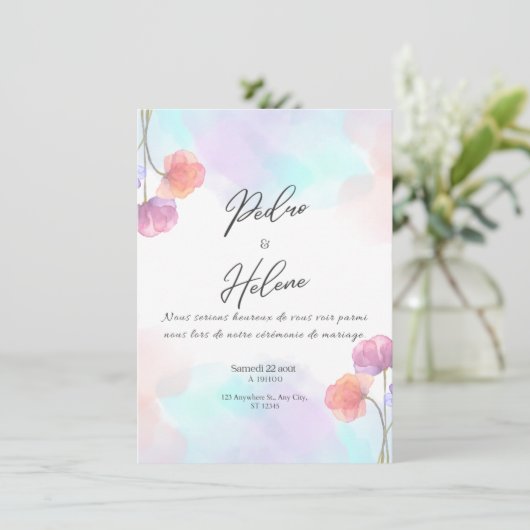Blush Rose Elegance Wedding Invitation 招待状 (スタンド正面)