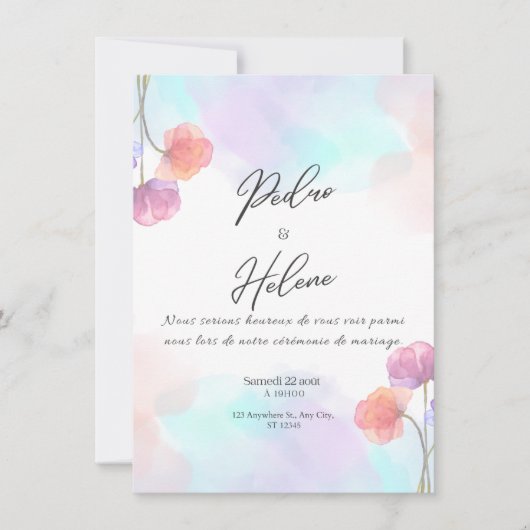 Blush Rose Elegance Wedding Invitation 招待状 (正面)