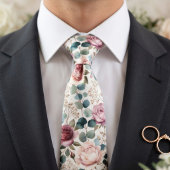Blush Rose & Eucalyptus Floral  ネクタイ