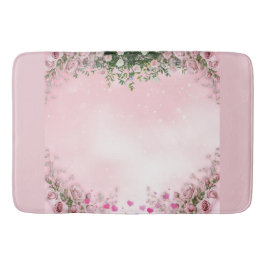 Blush Rose Floral Bathroom Mat バスマット