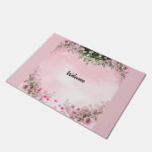 Blush Rose Floral Entry Way Welcome Door Mat ドアマット (アングル)
