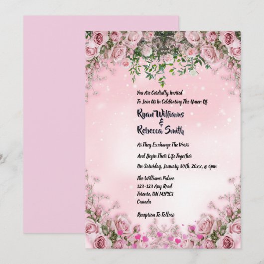 - Blush Rose Floral Wedding Invitation 招待状 (正面/裏面)
