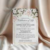 Blush Rose Flowers Funeral Celebration of Life 招待状