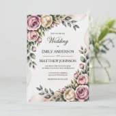 Blush & Rose Garden Floral Wedding Invitation 招待状 (スタンド正面)