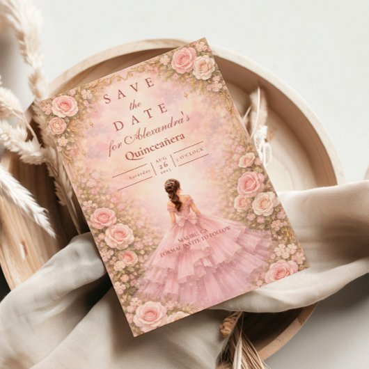 Blush Rose Garden Quinceañera セーブザデート