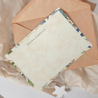 Blush Rose Garden Watercolor Floral Flat Note Card ノートカード