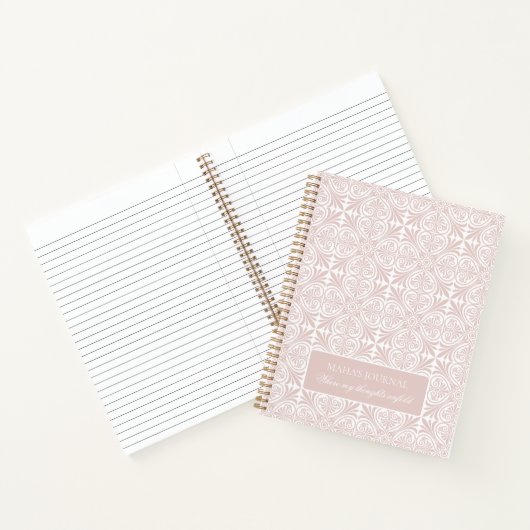 Blush Rose Geometric Floral Personalized Journal ノートブック (内部)