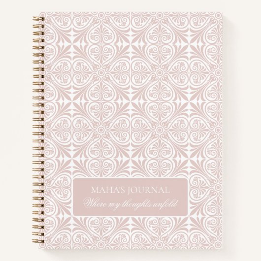 Blush Rose Geometric Floral Personalized Journal ノートブック (正面)