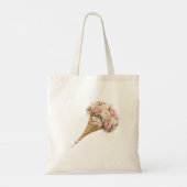 Blush Rose Gold Floral Monogram Letter I Wedding トートバッグ (裏面)