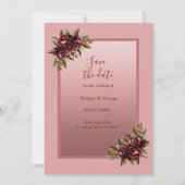 Blush Rose Gold Floral wedding Save the Date 招待状 (正面)