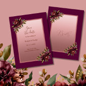 Blush Rose Gold Floral wedding Save the Date 招待状