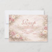 Blush Rose Gold Garden Quinceañera 出欠カード (正面)