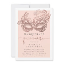 Blush & Rose Gold Masquerade Quinceañera Birthday