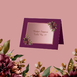 Blush Rose Gold - purple Floral Wedding Guest Card サンキューカード