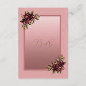 Blush Rose Gold Script - Burgundy floral wedding エンクロージャーカード (裏面)