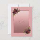 Blush Rose Gold Script - Burgundy floral wedding 出欠カード (裏面)