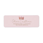 Blush Rose & Gold Sweet 16 Bow Crown Birthday ラベル (正面)
