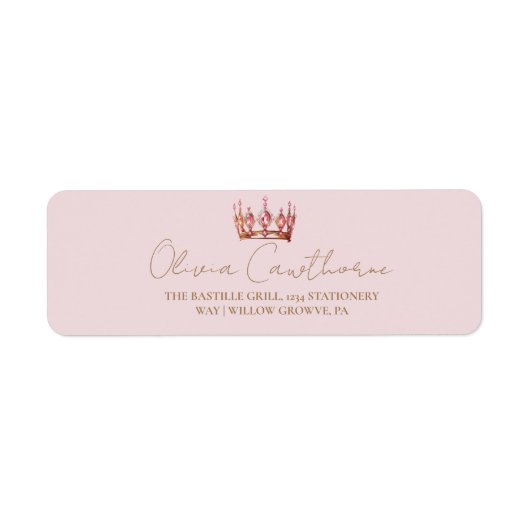 Blush Rose & Gold Sweet 16 Bow Crown Birthday  ラベル (正面)